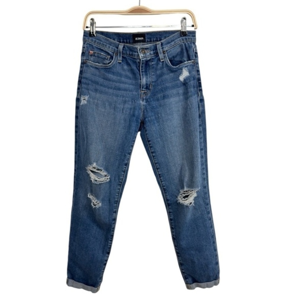 Hudson Natalie Midrise Slim Boyfriend Jeans Size 27 Distressed Cuff Ankle Pant